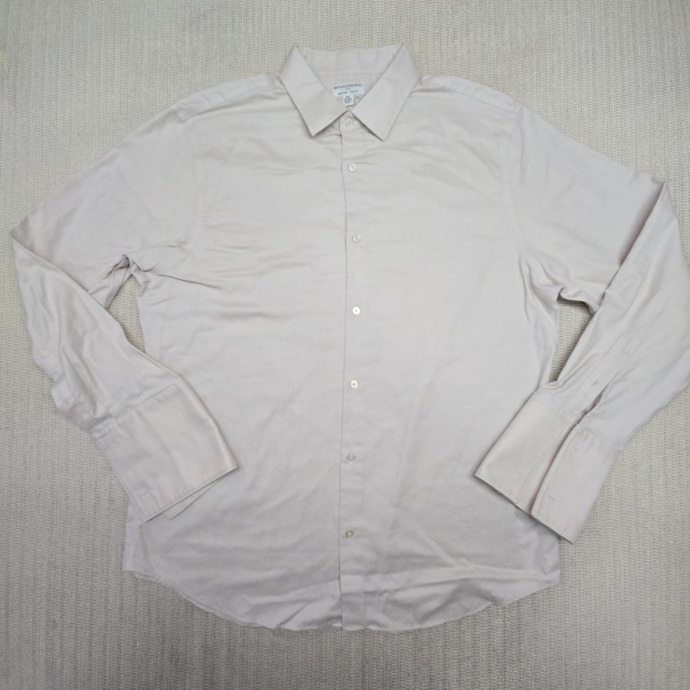 Banana Republic Shirt Mens 2XL 48-18.5 Beige French Cuff  Button Up Down Dress